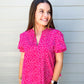 Hot Pink Heart Pattern Printed Blouse Top - Southern Belle Boutique