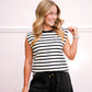 Ivory Black Sleeveless Top - Southern Belle Boutique