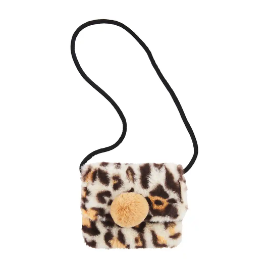 Leopard Pom Fur Purse - White - Southern Belle Boutique