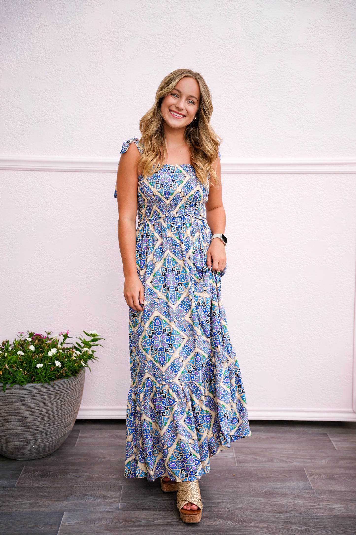 Blue Shoulder Strap Maxi Dress - Southern Belle Boutique