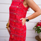 Red Christmas Tweed Scalloped Holiday Mini Dress