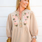Taupe Embroidered Blouse