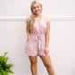 Scalloped Hem Romper with Self-Tie Ribbon