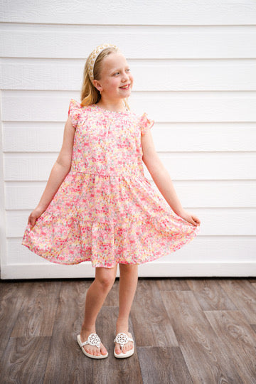 Red Floral Print Tiered Dress - Southern Belle Boutique