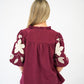 Burgundy Suede Embroidered Blouse