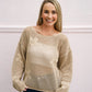 Beige Flower Crochet Stitch Sweater