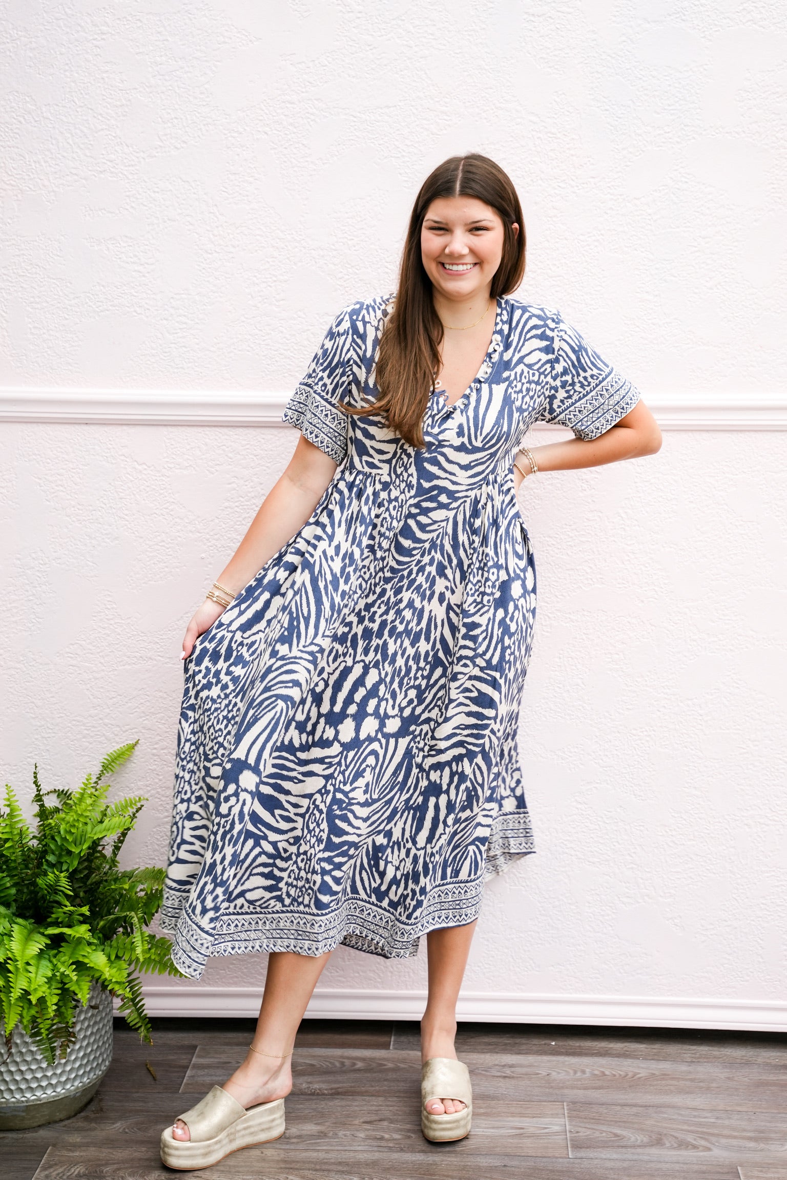 Blue Maggy Long Dress - Southern Belle Boutique