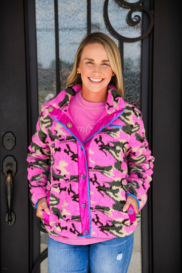 Brianna Cannon Pink Camo Pile Fleece Jacket - Southern Belle Boutique