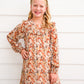 Taupe Floral Ruffle Dress