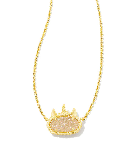 Elisa Unicorn Short Pendant Necklace Gold Iridescent Drusy - Southern Belle Boutique