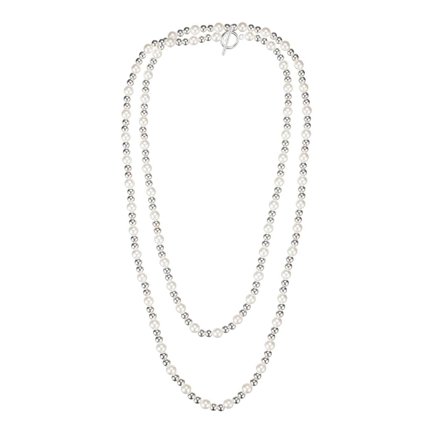 Adorned Pearl Beaded Necklace, Silver - Southern Belle Boutique