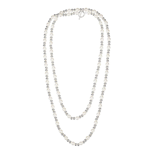 Adorned Pearl Beaded Necklace, Silver - Southern Belle Boutique