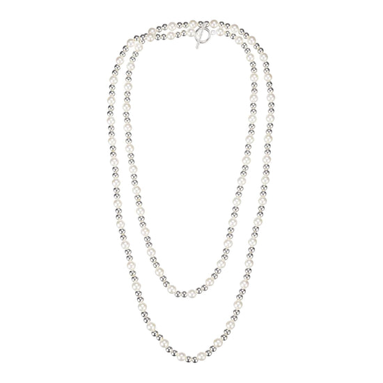 Adorned Pearl Beaded Necklace, Silver - Southern Belle Boutique