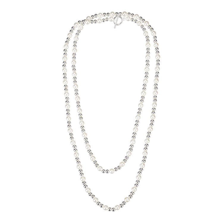 Adorned Pearl Beaded Necklace, Silver - Southern Belle Boutique