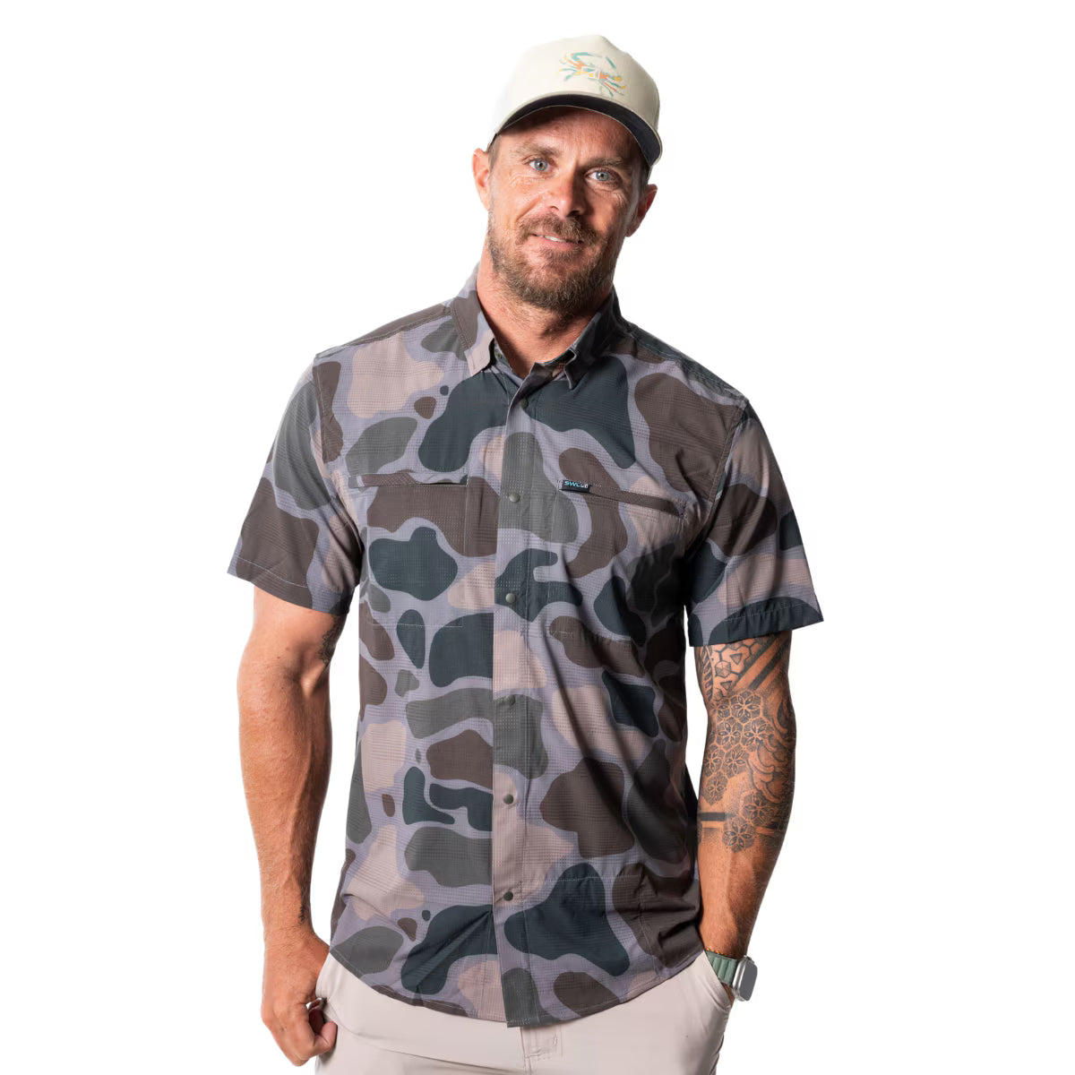 Oysterman SS Woven Shirt - Bog Camo Light Olive