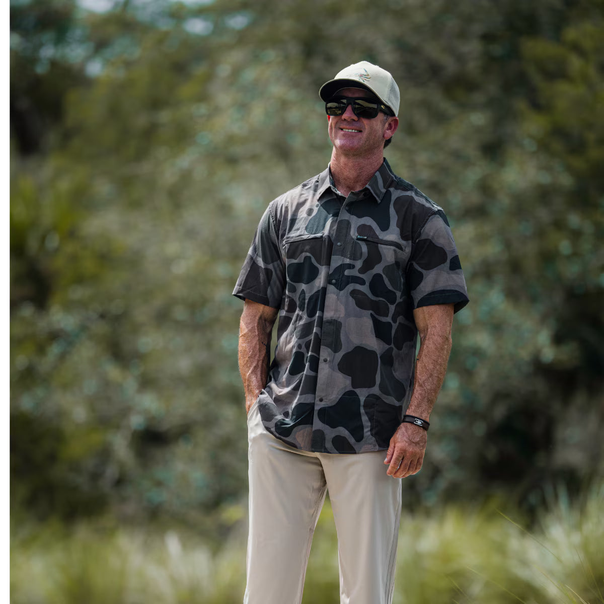 Oysterman SS Woven Shirt - Bog Camo Light Olive