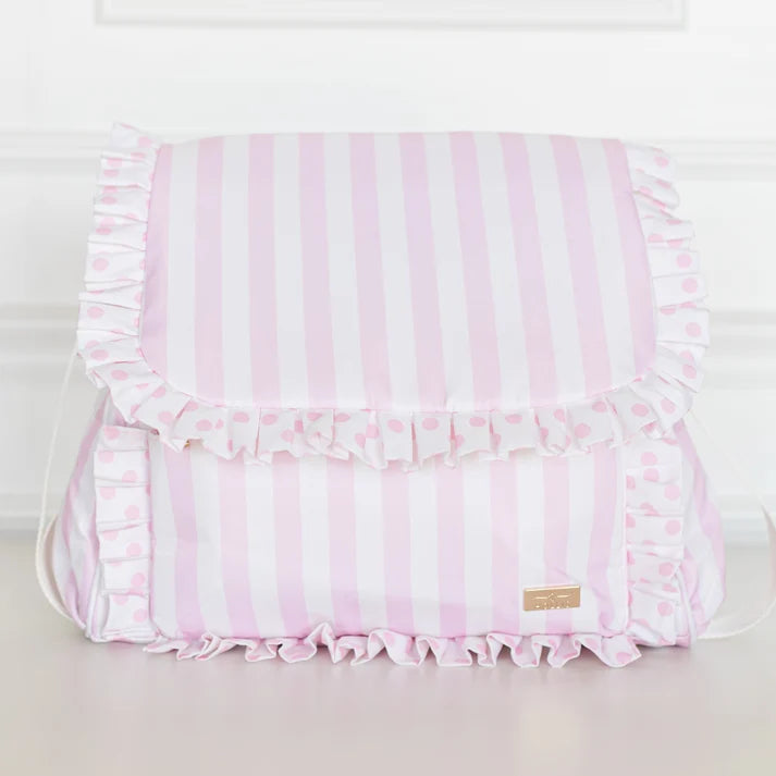 Diaper Bag - Pink Polka Stripe