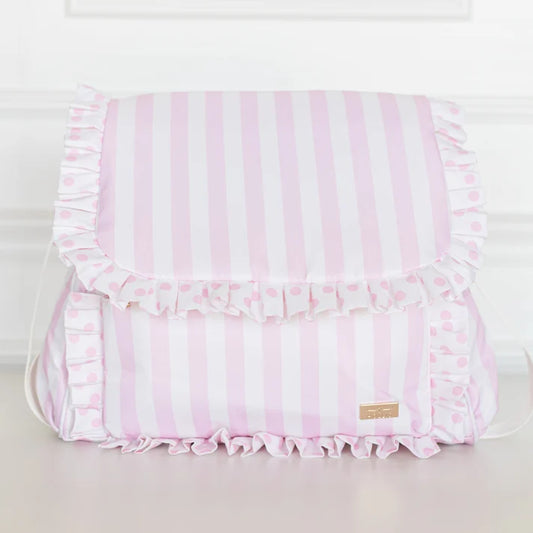 Diaper Bag - Pink Polka Stripe