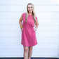 Striped Crew Neck Mini Dress - Crimson Red