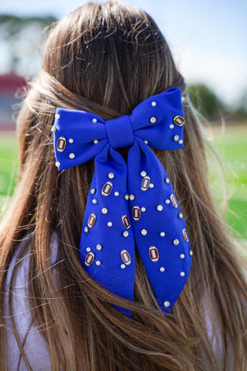 Game Day Charms Bow Clip - Blue - Southern Belle Boutique