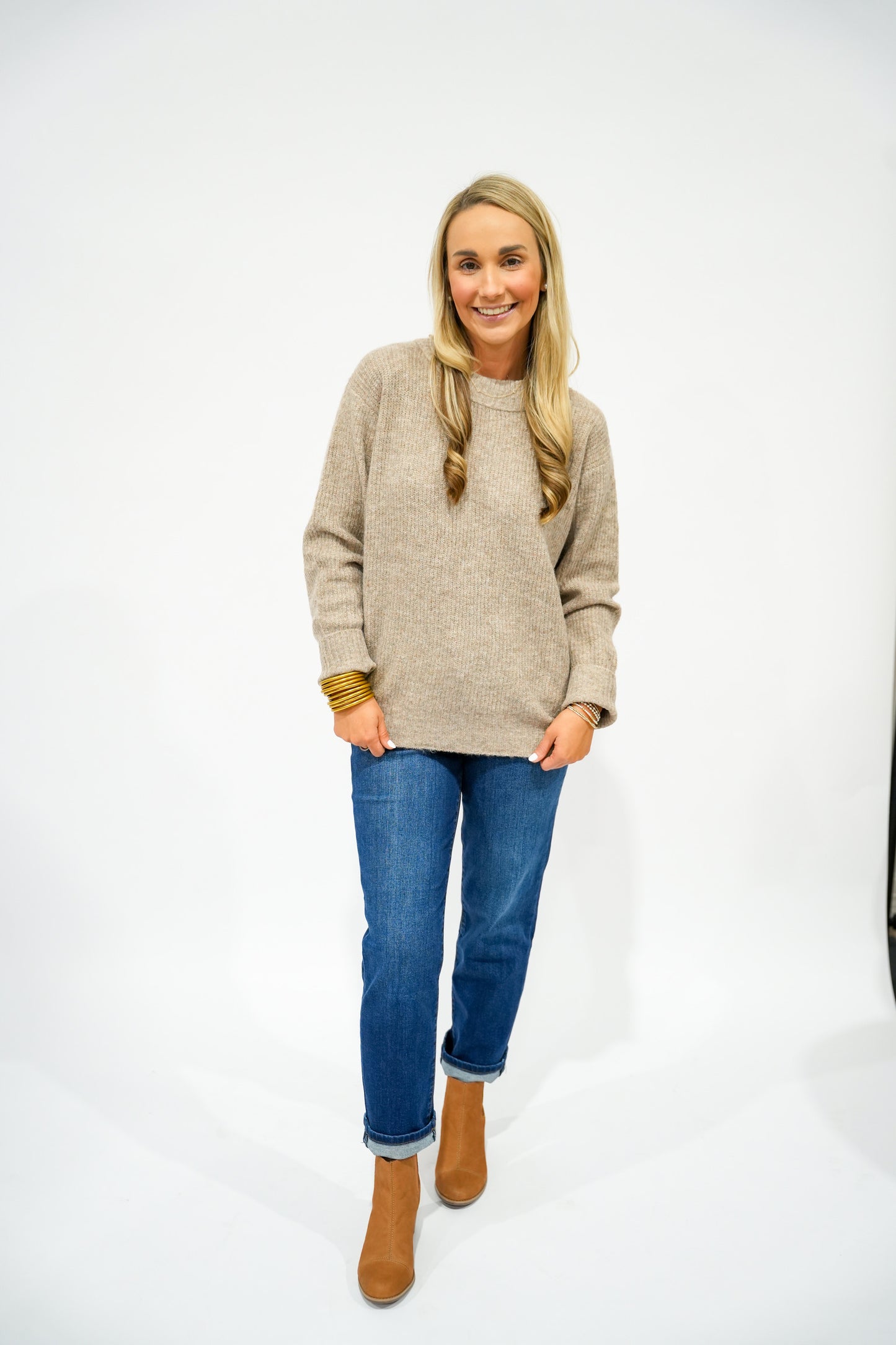 Lt Mocha Crew Neck Sweater
