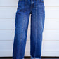High Rise Fit Barrel Cuffed Jean - Dark Wash