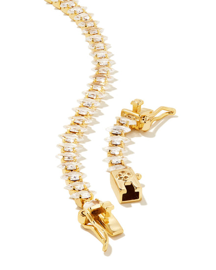 Larsan Tennis Bracelet - Gold White Cz - Southern Belle Boutique