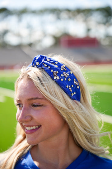 Game Day Charms Knotted Headband - Blue