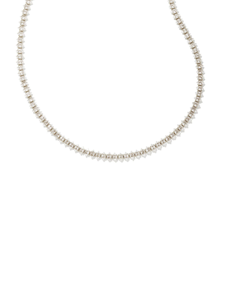 Larsan Tennis Necklace Silver White Cz - Southern Belle Boutique