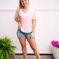 Ivory Coral Striped VNeck Sweater - Southern Belle Boutique