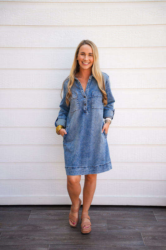 Anika Denim Dress - Medium Wash