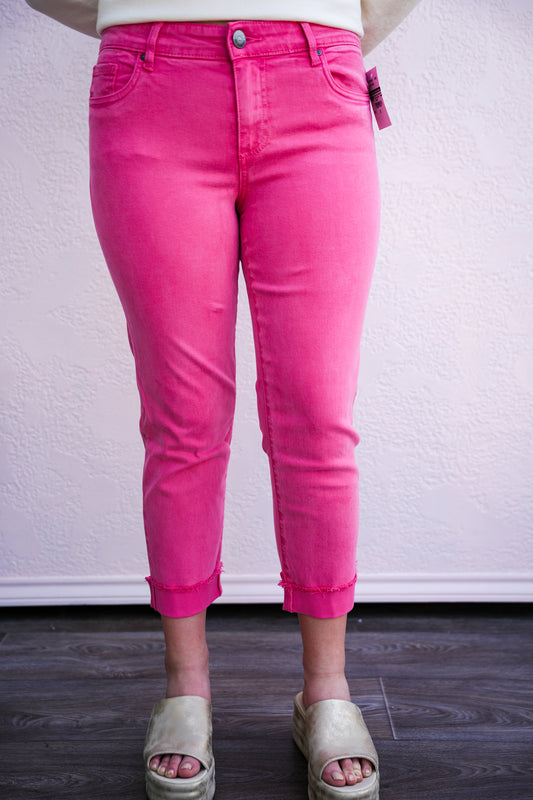 Amy Crop Straight Leg Roll up Frey - - Southern Belle Boutique