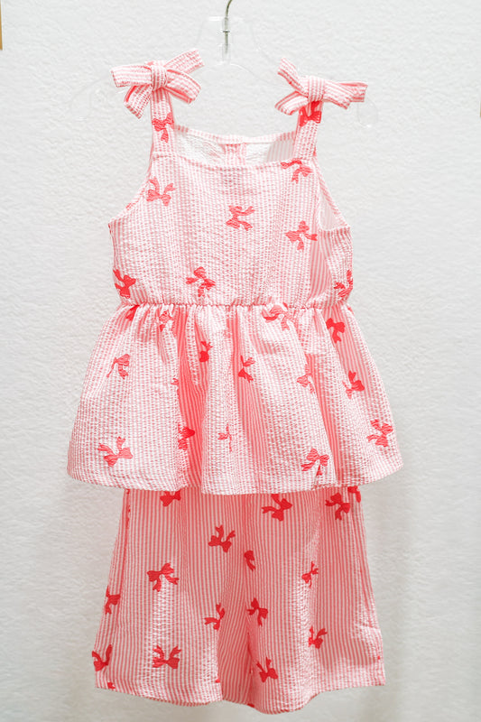 Pink Bow Stripe Set - Southern Belle Boutique