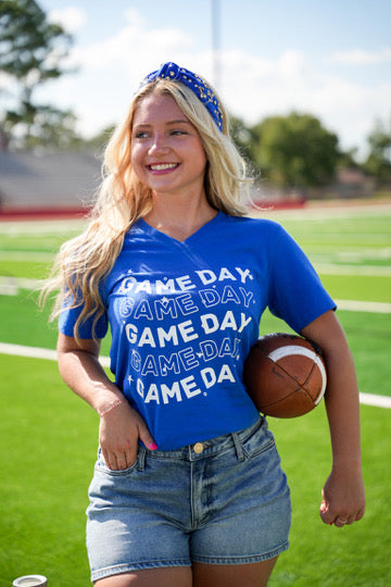 Game Day Wave Tee - Blue - Southern Belle Boutique