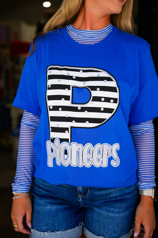 Striped Mesh Top - Royal
