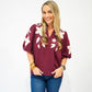 Burgundy Suede Embroidered Blouse