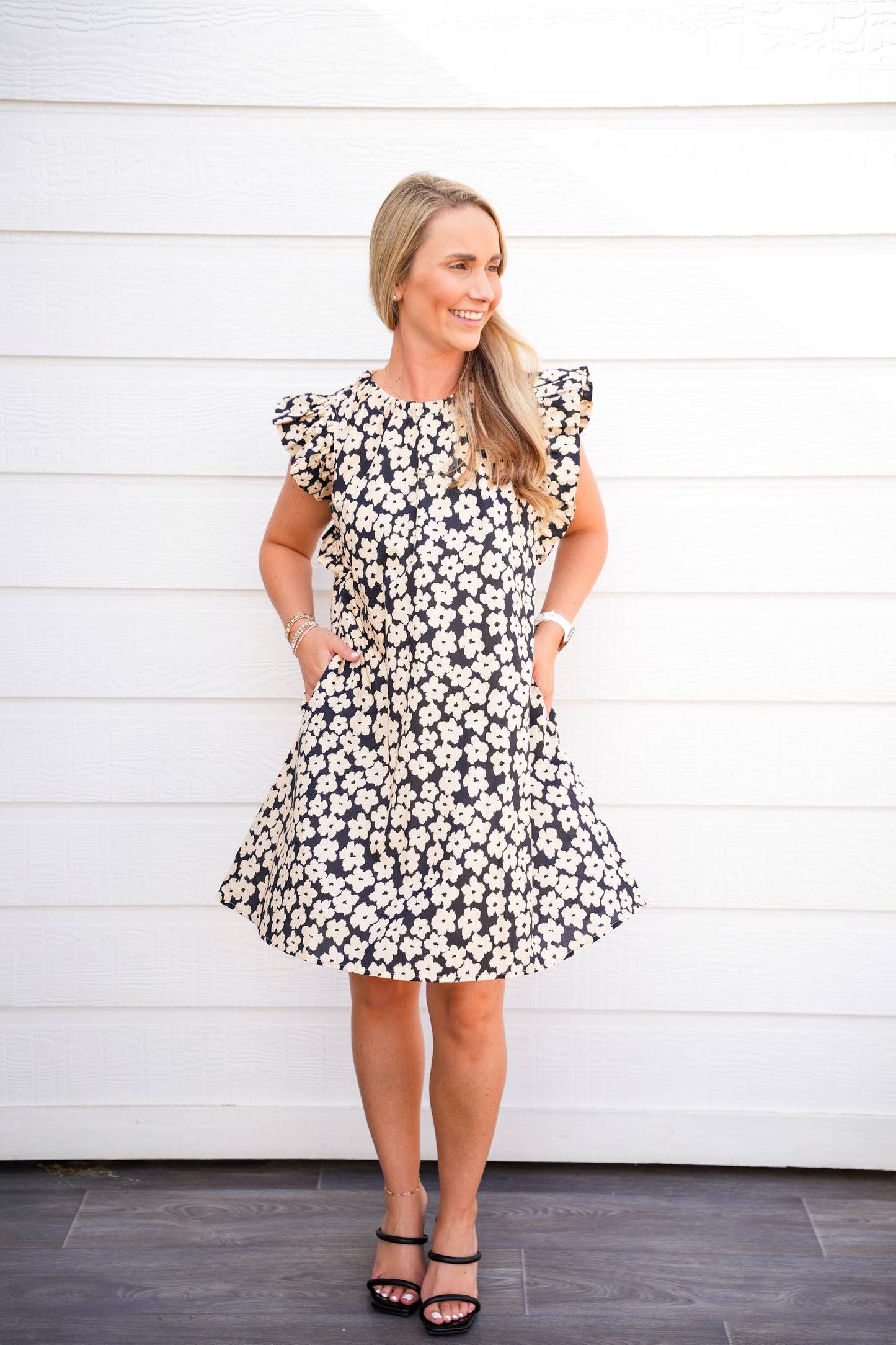 Black Floral Dress w/Back Tie