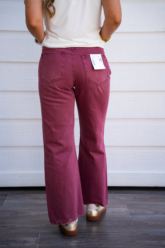 Super High Rise 90's Vintage Crop Flare Jeans - Russet Brown