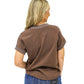Brown Blouse w/Sleeve Trim