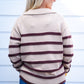 Brown Striped VNeck Sweater