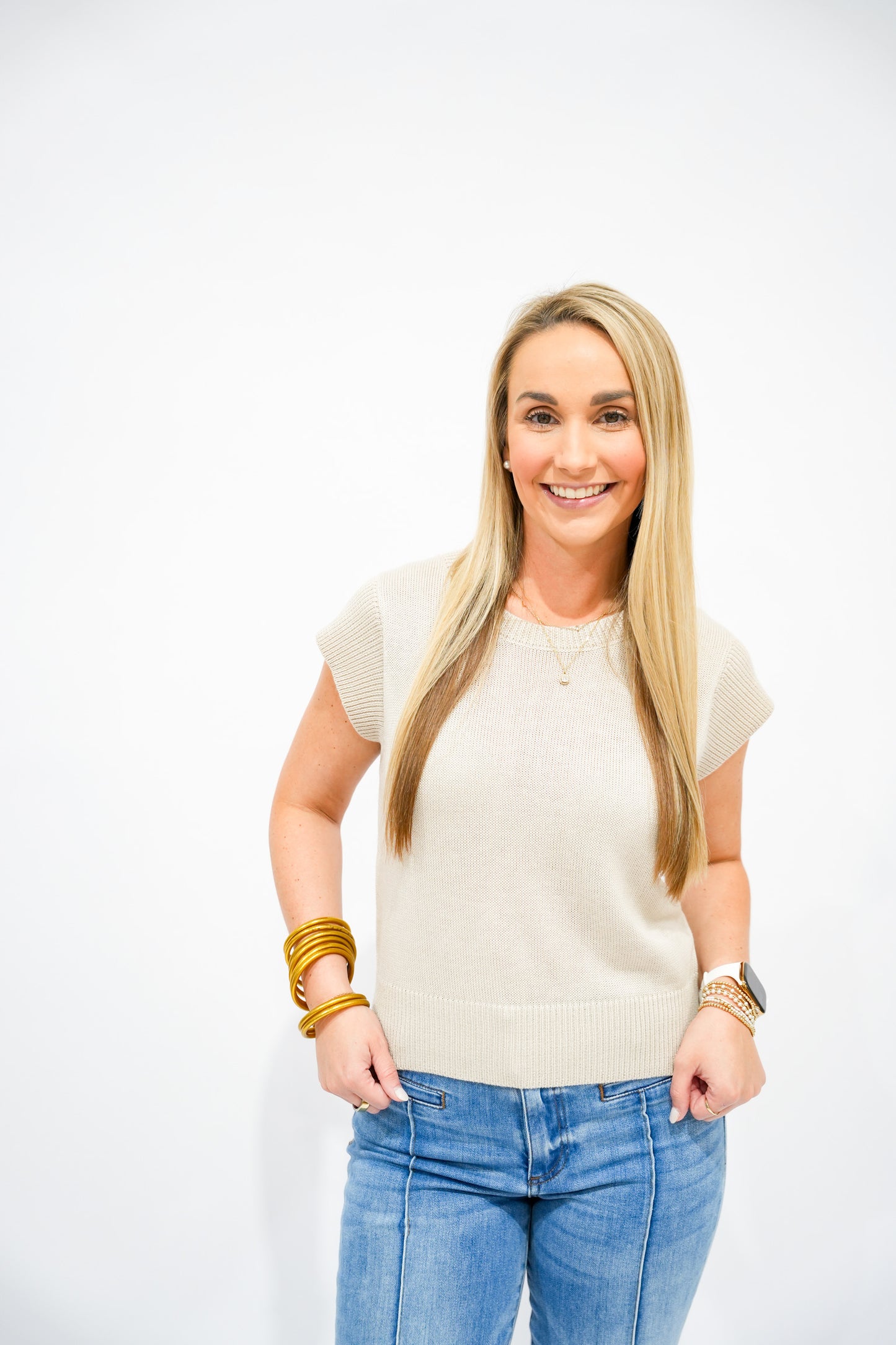 Pearl Cap Sleeve Sweater - Southern Belle Boutique