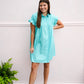 Turquoise Gathered Shirt Dress