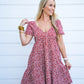 Rust Floral Printed Mini Dress