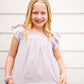Lavender Smocked Detail Ruffle Shoulder Top