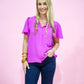 Magenta Smocked VNeck Blouse - Southern Belle Boutique