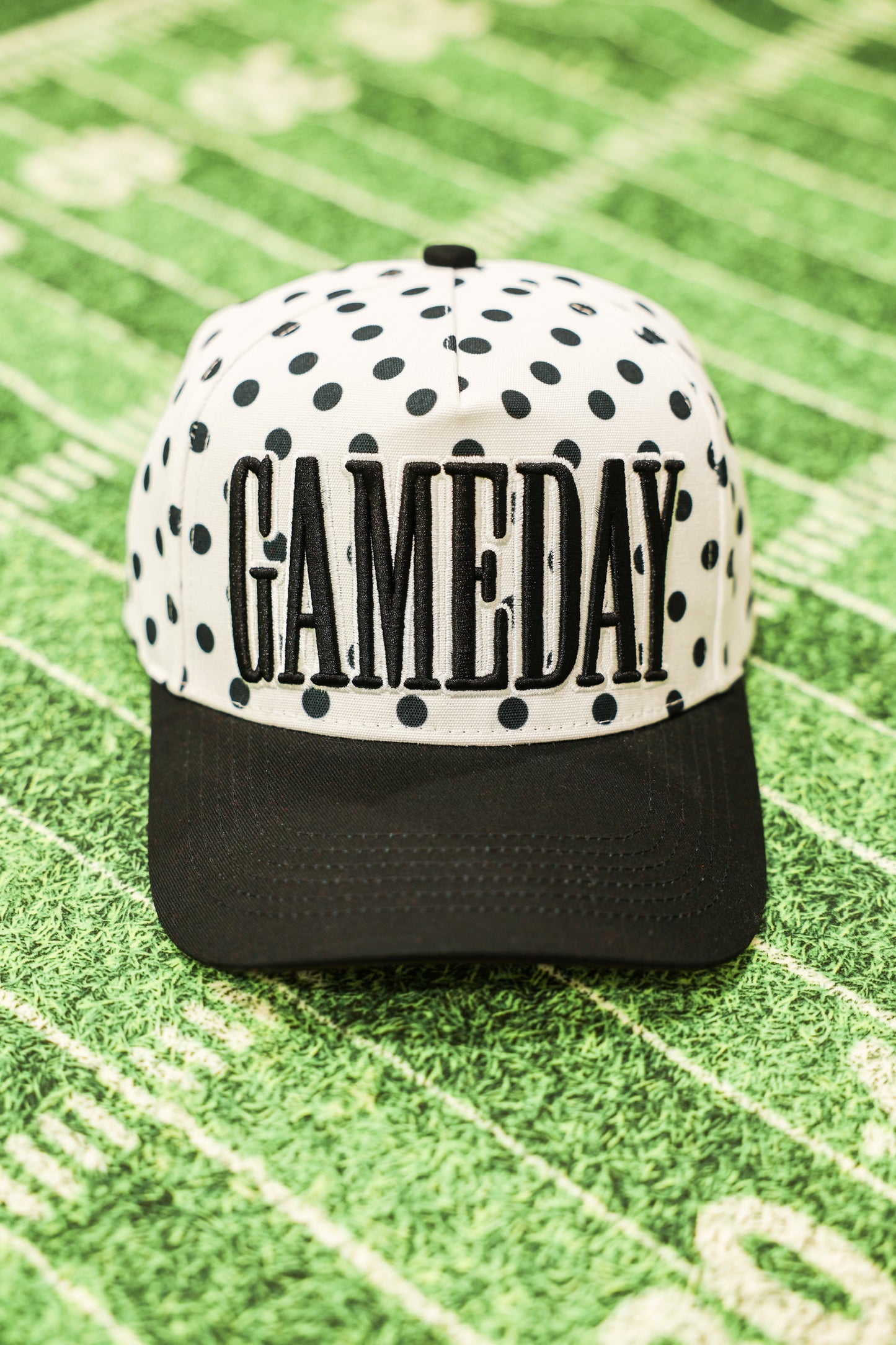 Game Day Black Polka Dot Trucker Hat
