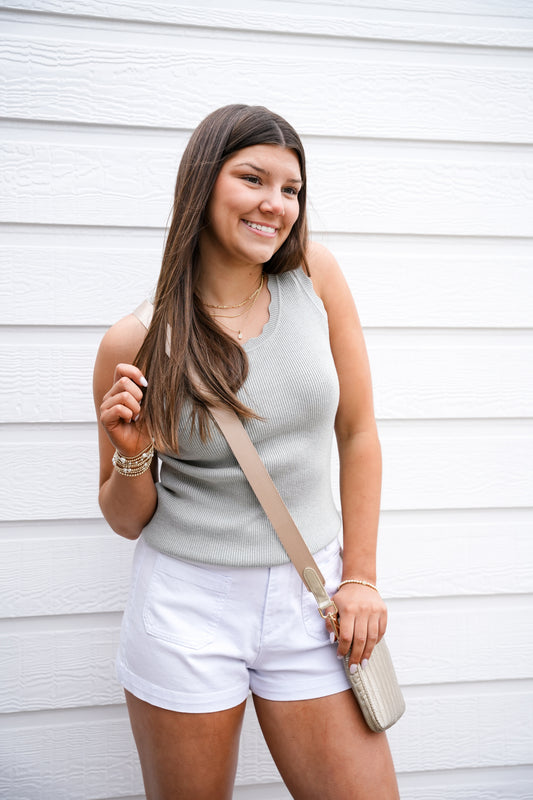 Pistachio Scalloped Scoop Neck Sweater Top - Southern Belle Boutique