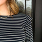 Black White Stripe Ruffle Sleeve Blouse - Southern Belle Boutique