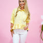 Butter Yellow Peplum Blouse - Southern Belle Boutique