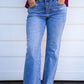 High Rise Crop Straight Rhinestone Jeans - Medium